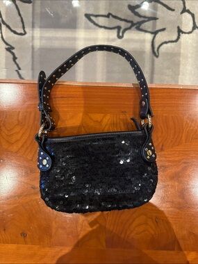 Armani Exchange Black Sequin Mini Shoulder Bag